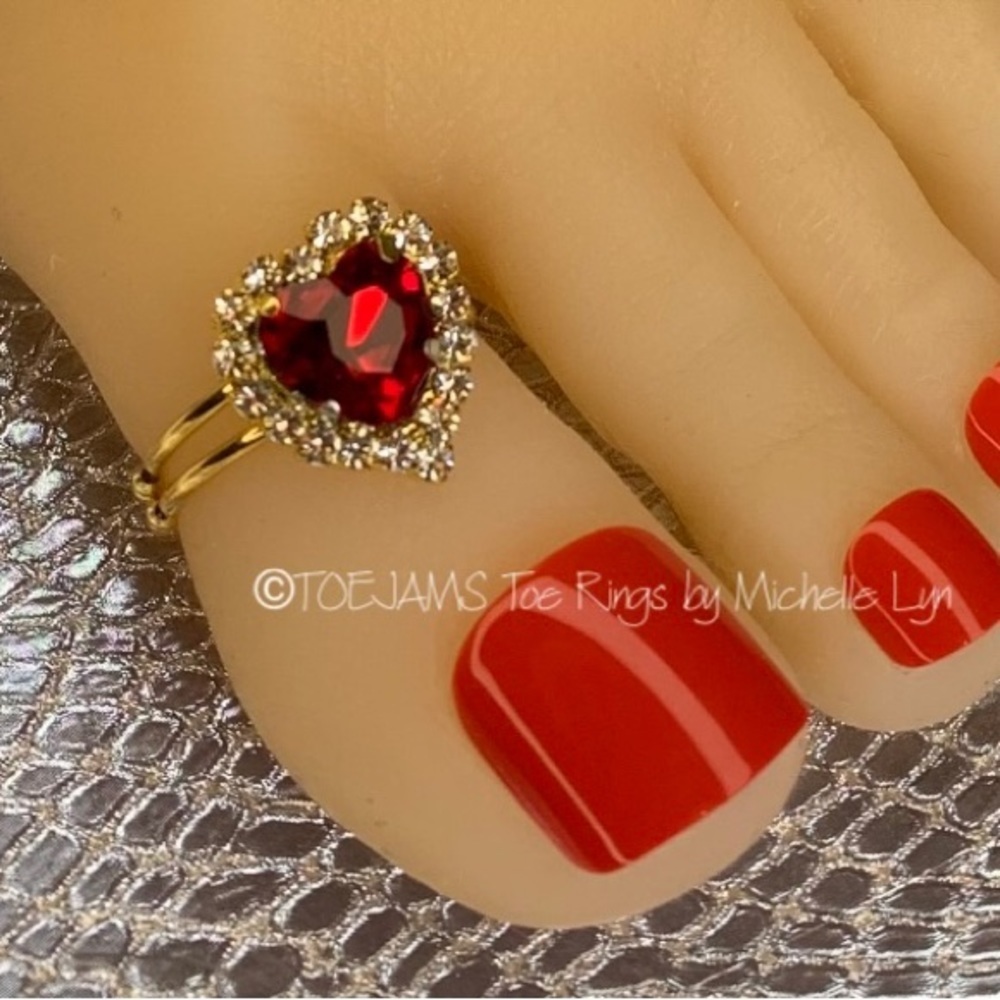❤️‍🔥TOE RING Valentine's Day Red Heart Crystal Custom Handmade Big Toe Ring